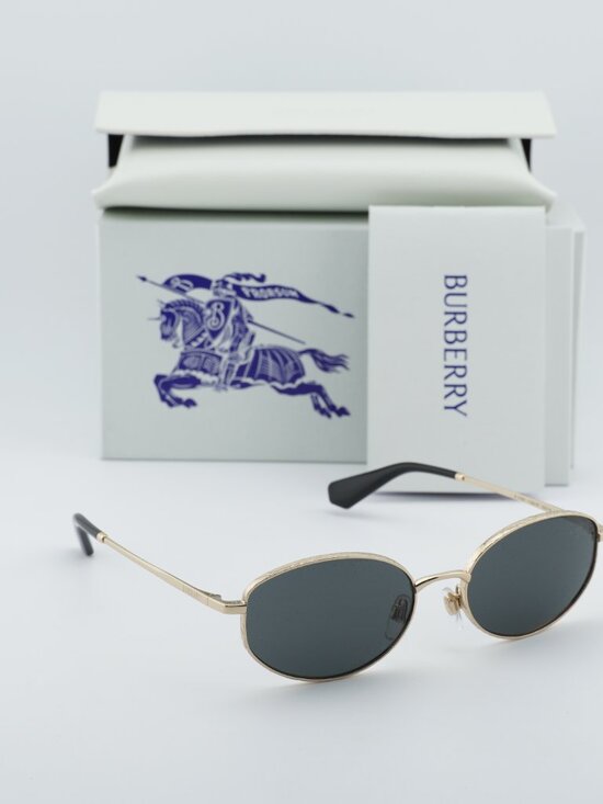 Burberry BE3169 110987 Oval Sunglasses - Gold/Grey main image 10